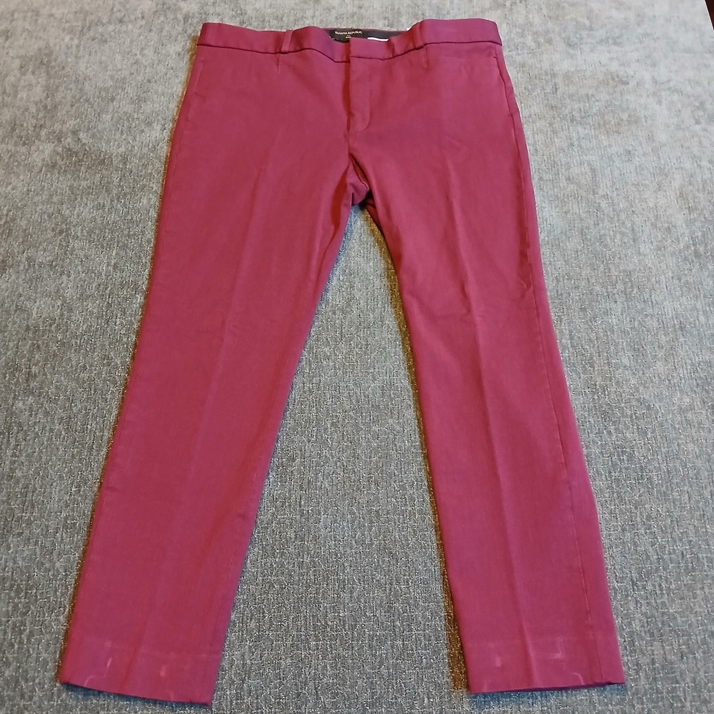 Banana Republic Sloan Heather Beet Root Red Slim Ankle Pants 12 Burgundy